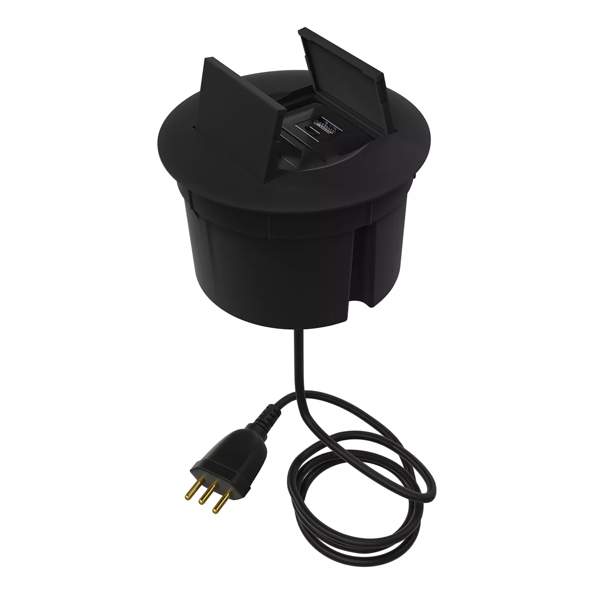 Caixa de Tomada Redonda com 1 Tomada + USB Plug&Play