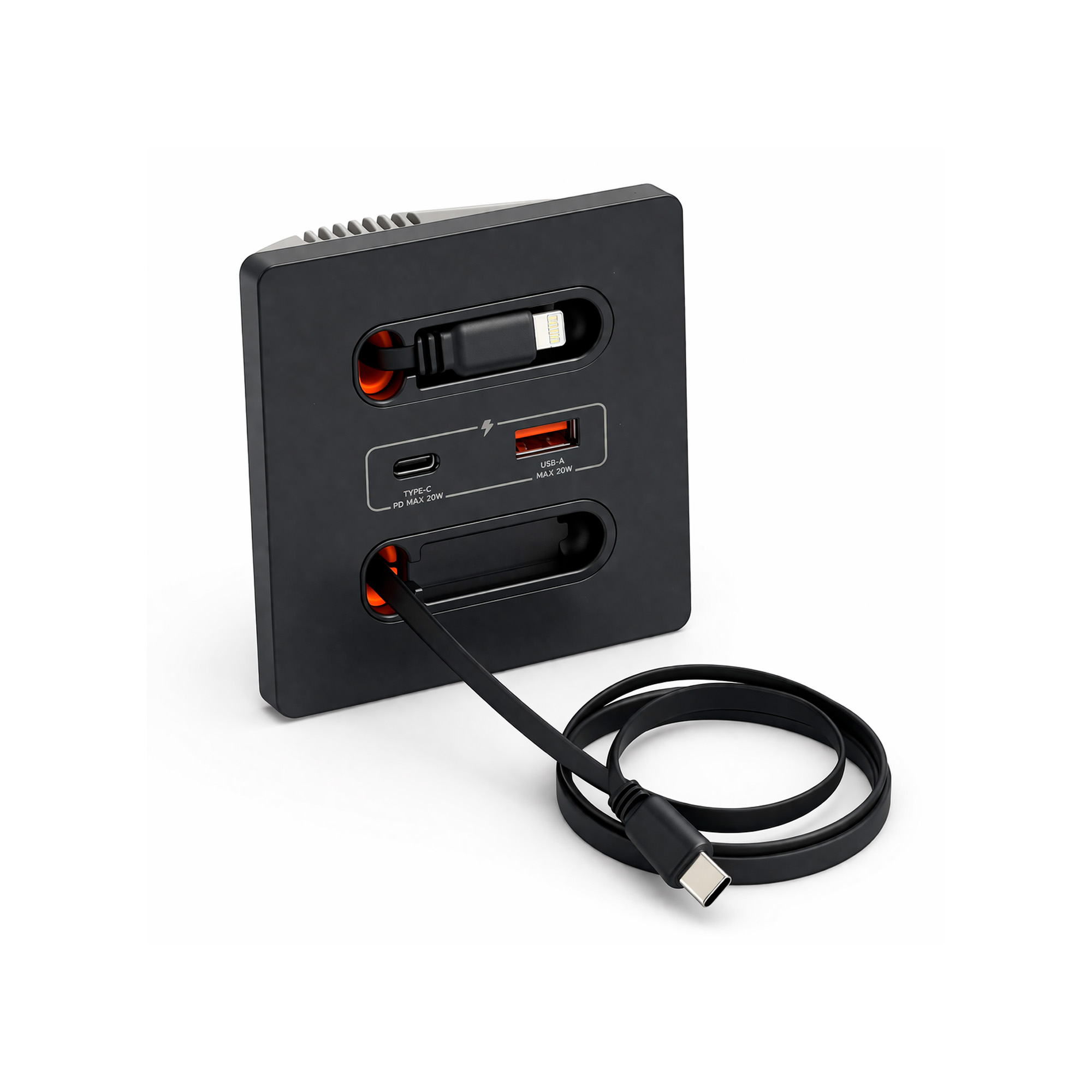 Caixa de Tomada USB e USB-C Retrátil